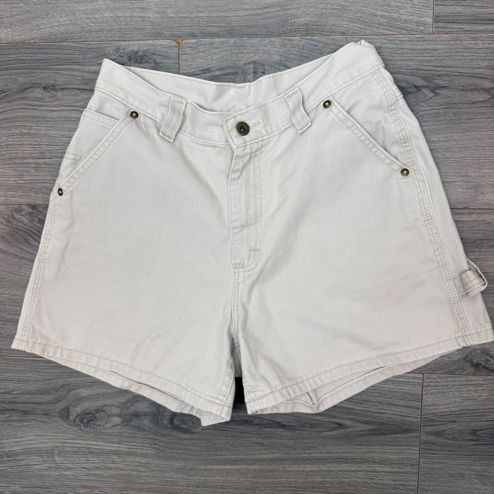 Vintage Lee Dungarees Women's Carpenter Shorts Off White Denim Size 9 USA Made